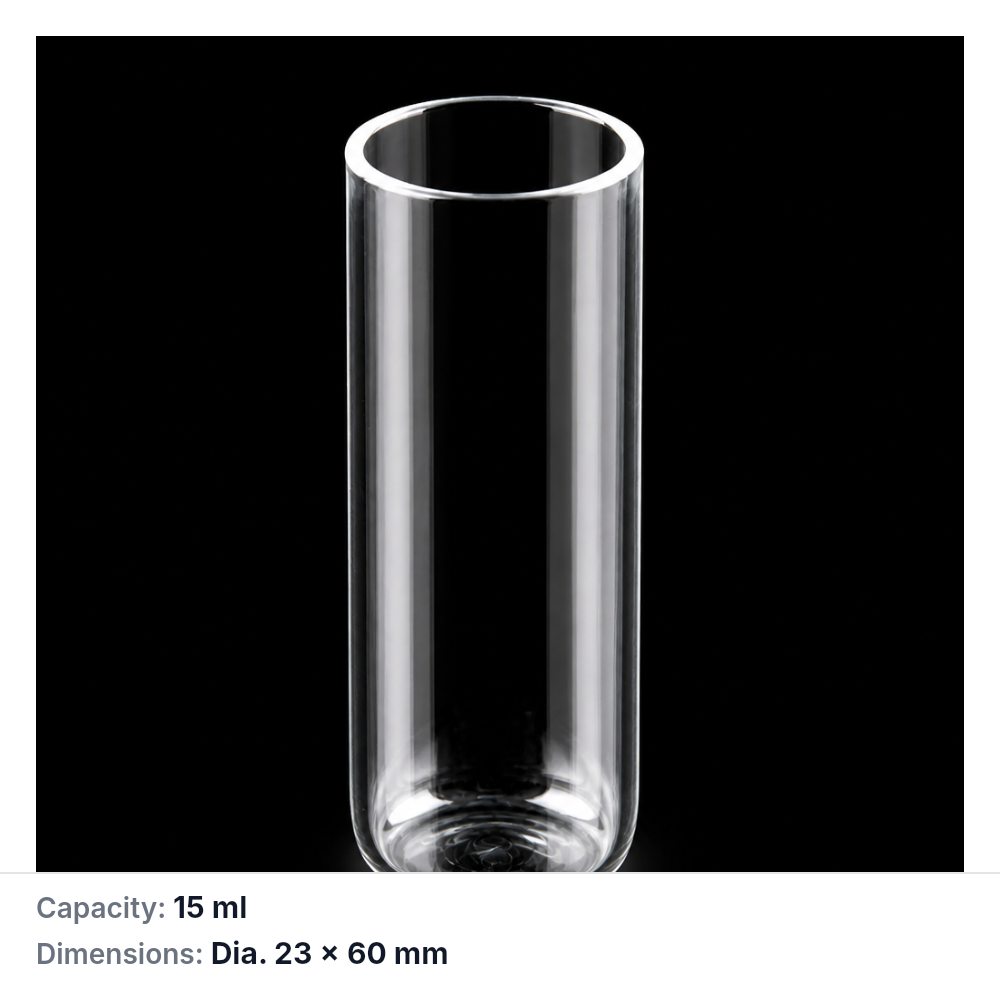 (MQQTT016) Quartz Test Tube, 15 mL, Ø23 × 60 mm, Flat Bottom, 1 Piece