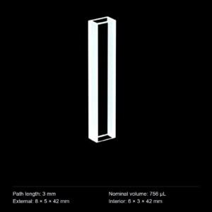 (MQQFC026) Quartz Rectangular Sample Cell, 3 mm Path, 756 µL, Open at Both Ends