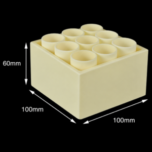 (MQACR240) Alumina Crucible Set, 100 × 100 × 60 mm, 9 Small Crucibles