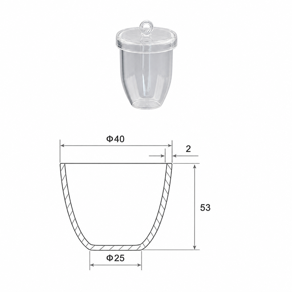(MQQCR019) Quartz Crucible, 30 mL, 53 mm, 30 g, With Lid, 1 Piece