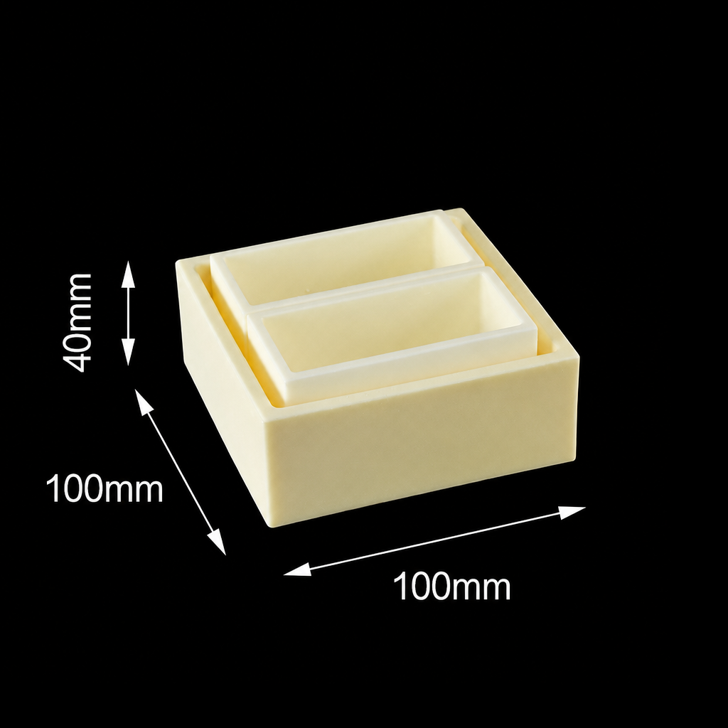 (MQACR224) Alumina Crucible Set, 100 × 100 × 40 mm, 2 Small Crucibles