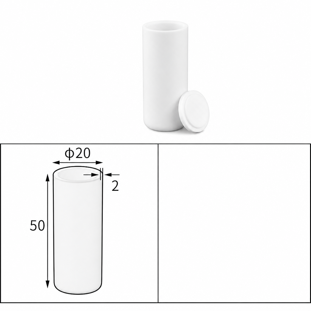 (MQACR246) Cylindrical Alumina Crucible with Lid, Ø20 × 50 mm, 10 mL