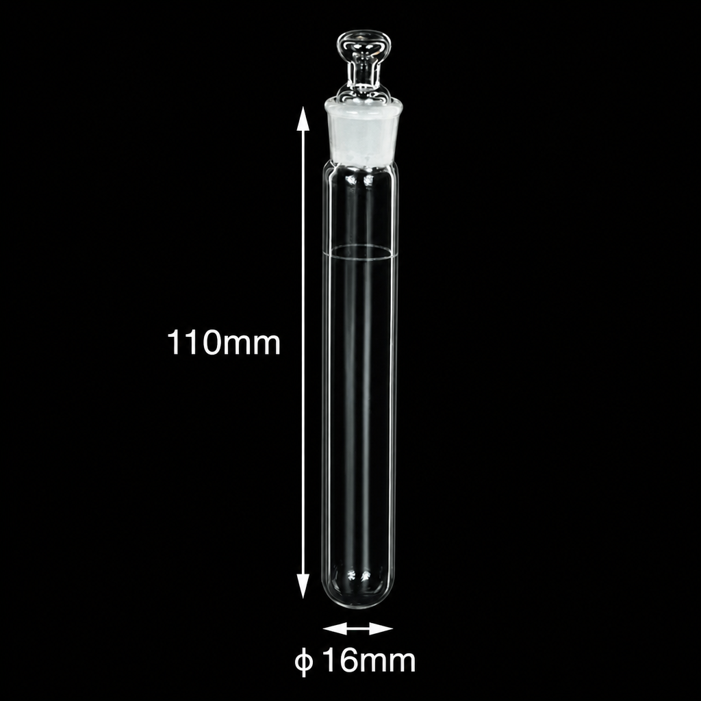 (MQQTT031) Quartz Round-Bottom Test Tube with Stopper, 15 mL, Ø16 mm, 1 Piece