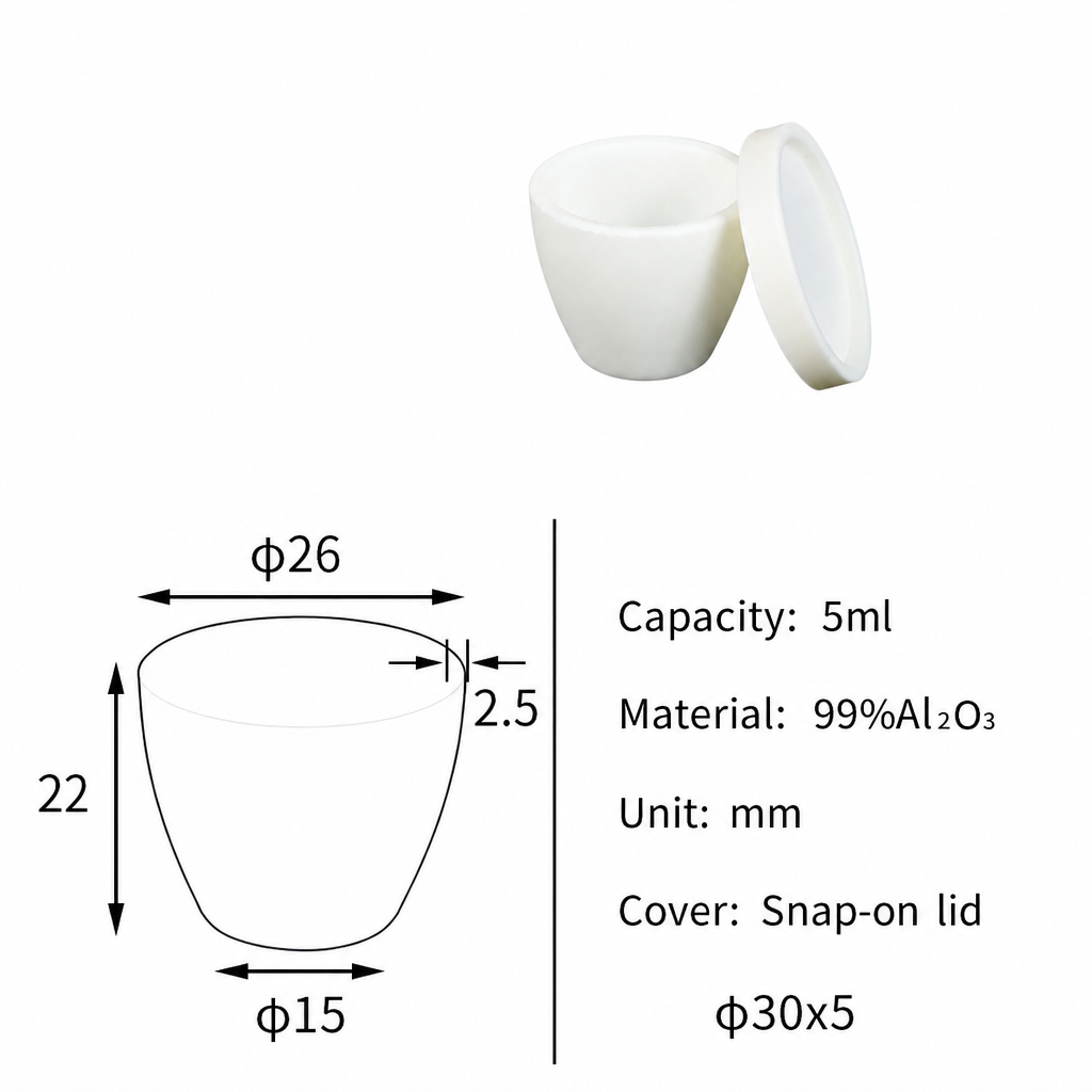 (MQACR067) Arc-shaped Alumina Crucible with Lid, 5 mL