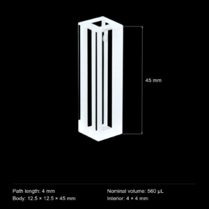 (MQQMC034) JGS1 Quartz Micro Cuvette, 4 mm Path, 560 µL, Four-Way Light