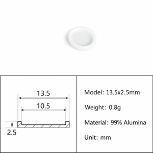 (MQAAC020) Alumina Crucible Lid, Ø13.5 × 2.5 mm, External-fitting
