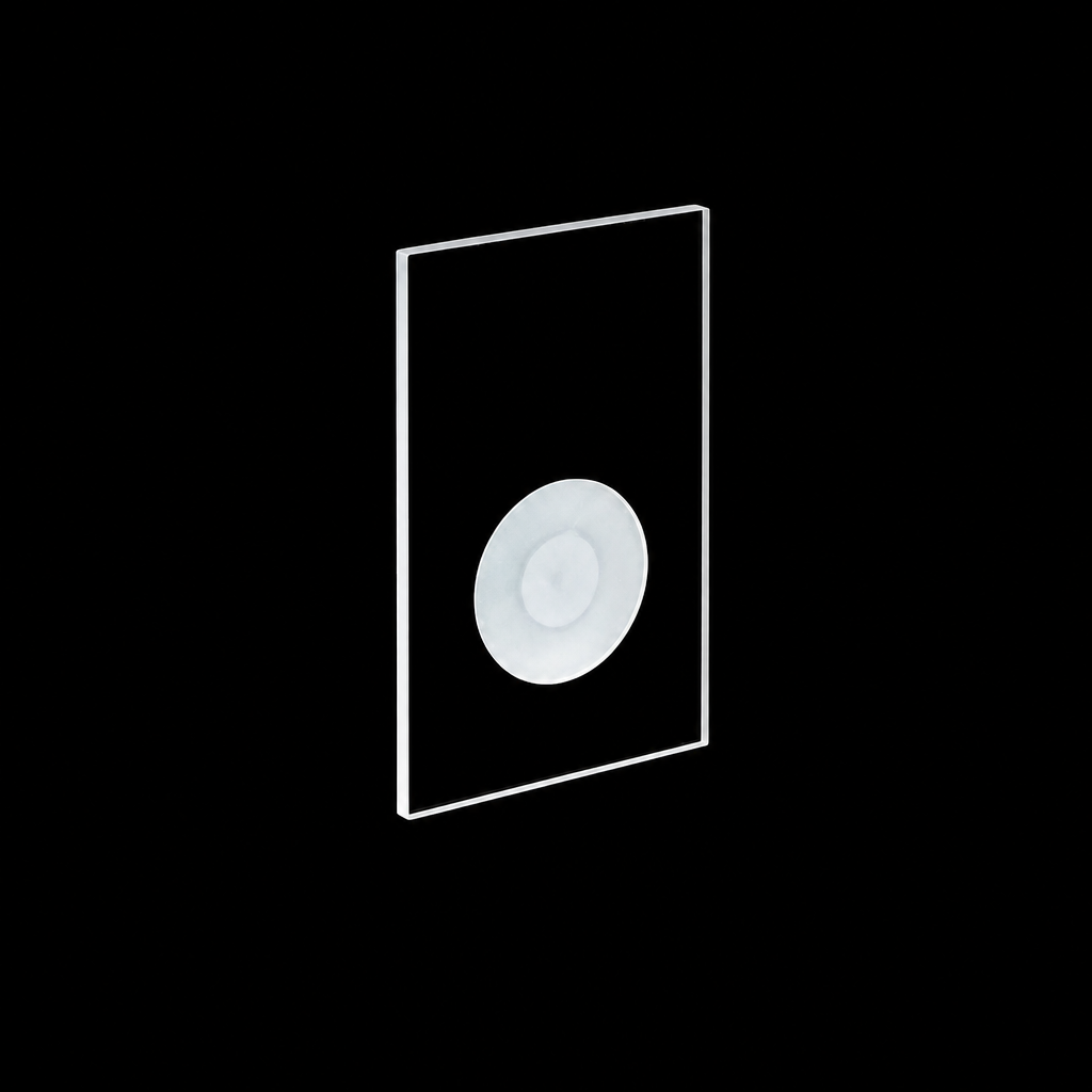 Glass XRD Sample Holder, 55 × 35 × 2 mm, Ø20 mm Round Sample Well, 1 Piece, MQXRD030