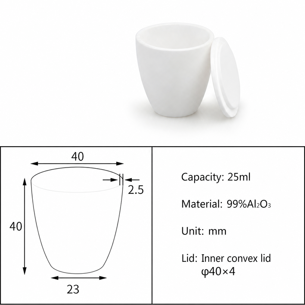 (MQACR040) Arc-shaped Alumina Crucible with Lid, 25 mL