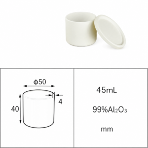 (MQACR316) Cylindrical Alumina Crucible with Lid, Ø50 × 40 mm, 45 mL