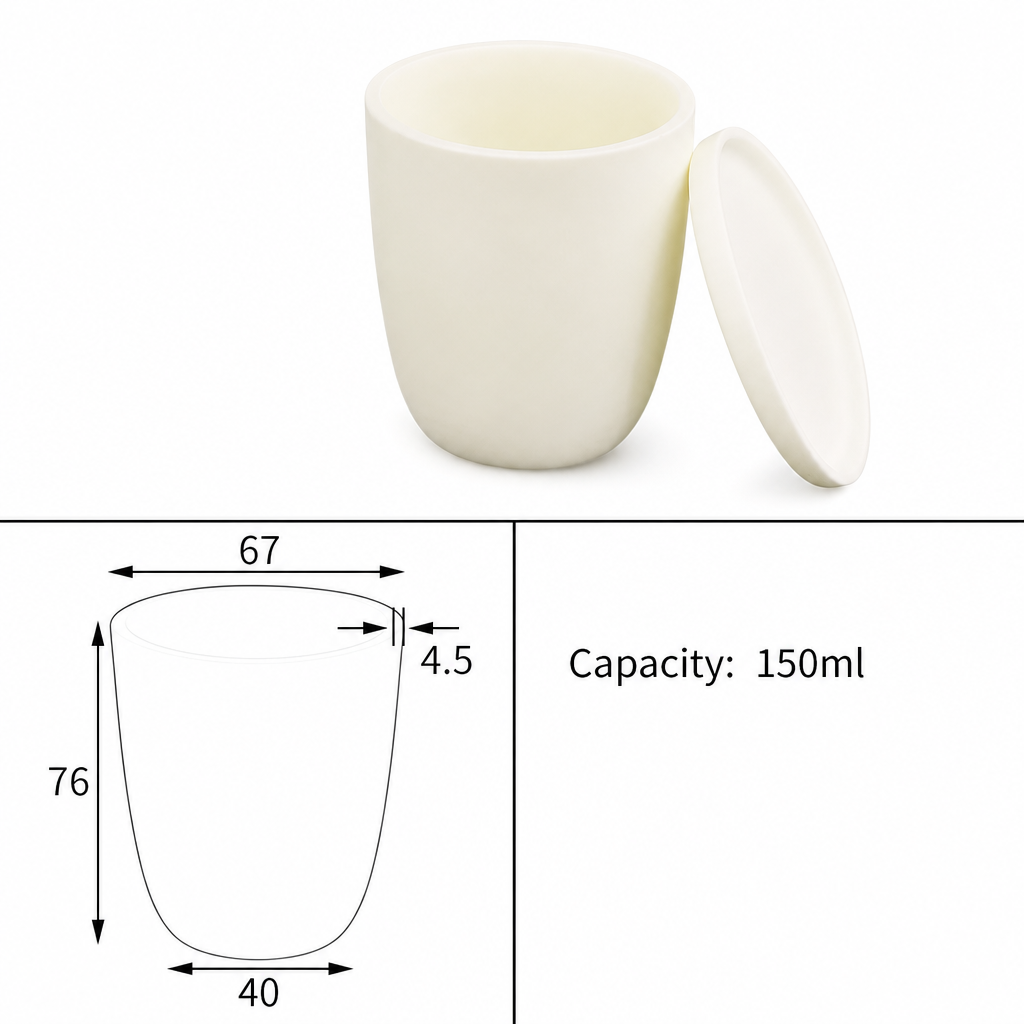 (MQACR086) Arc-shaped Alumina Crucible with Lid, 150 mL