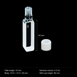 (MQQSC026) Quartz Screw-Top Cuvette, 10 mm path, 4.5 mL nominal capacity, Tall 4.5 mL Chamber