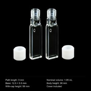 (MQQSC012) Quartz Screw-Top Cuvette, 3 mm path, Large Screw Opening, Pack of 2