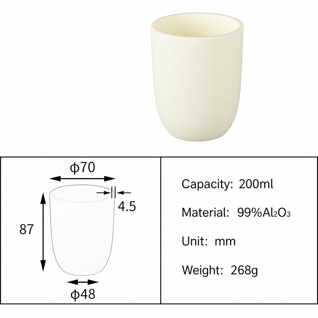(MQACR121) Arc-shaped Alumina Crucible, 200 mL