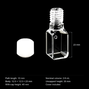 (MQQSC066) Quartz Screw-Top Cuvette, 10 mm Path, 40 mm Height with Cap, 2.6 mL