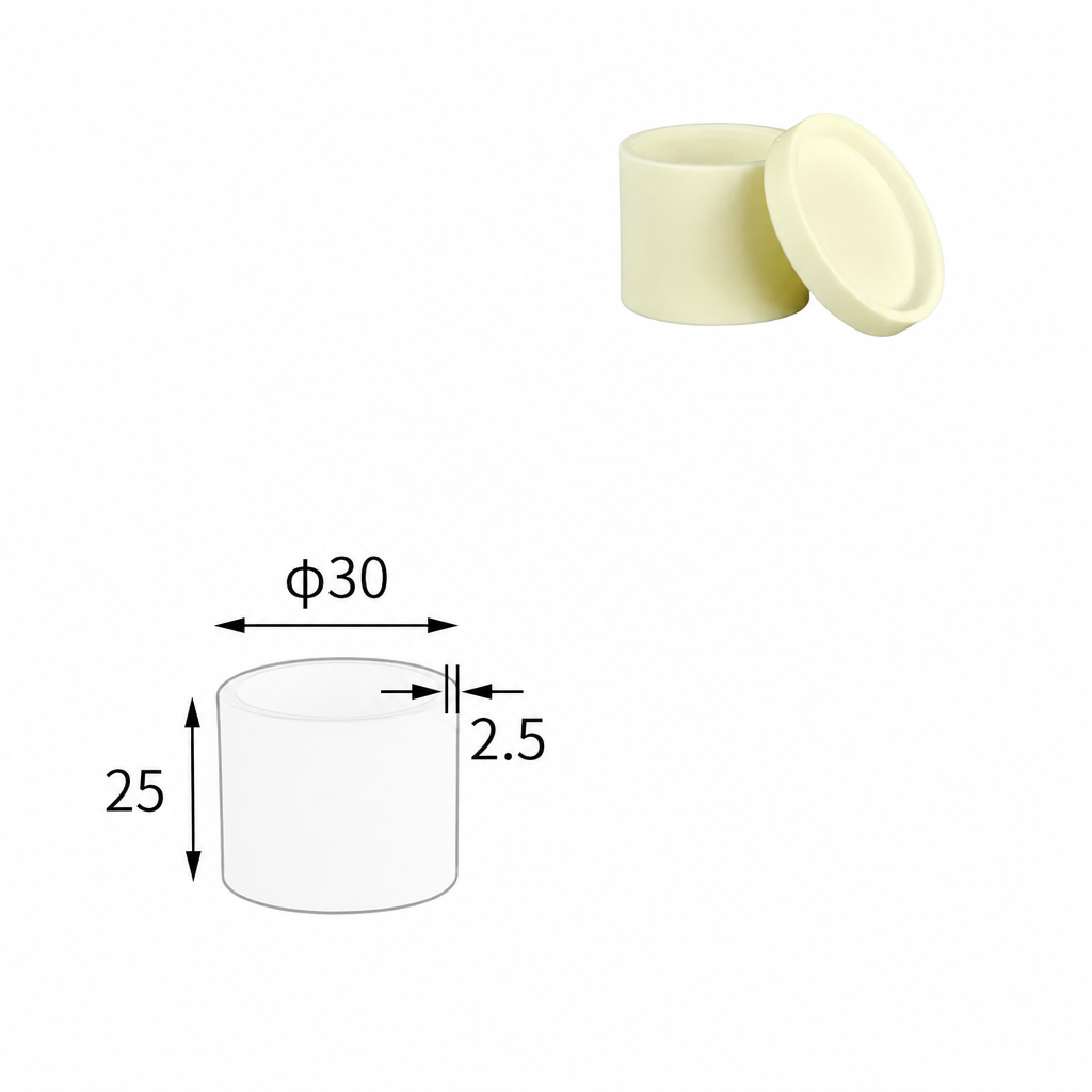 (MQACR345) Cylindrical Alumina Crucible with Lid, Ø30 × 25 mm, 10 mL
