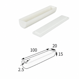 (MQABO331) Semi-cylindrical Alumina Boat with Lid, 100 × 20 × 15 mm, 9 mL