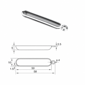 (MQQBO001) Quartz Combustion Boat, 50 × 10 × 5 mm, 1 mL, 1 Piece