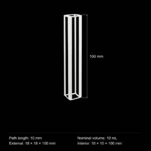 (MQQFC051) Quartz Rectangular Sample Cell, 10 mm Path, 10 mL, Open at Both Ends