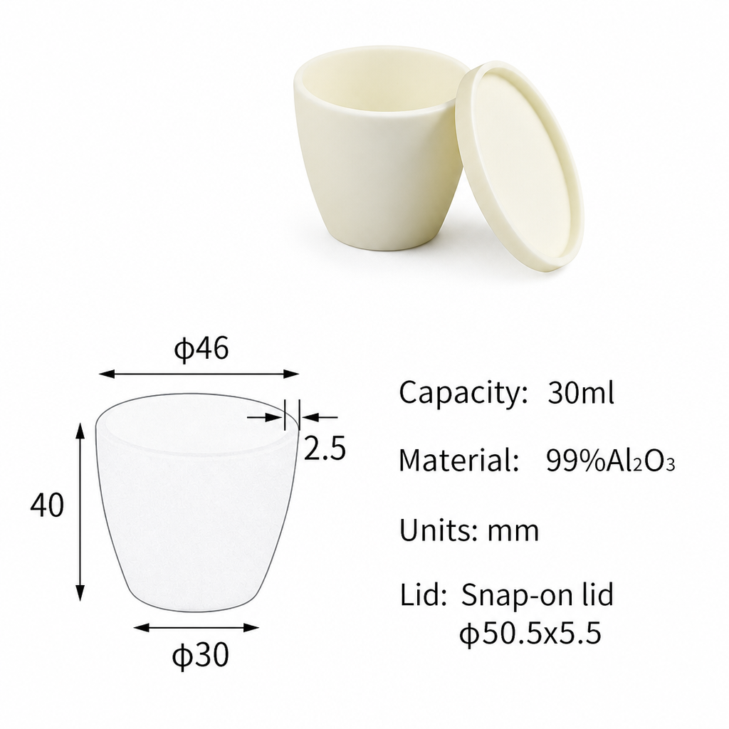 (MQACR041) Arc-shaped Alumina Crucible with Lid, 30 mL
