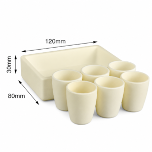 (MQACR148) Alumina Crucible Set, 120 × 80 × 30 mm, 6 Small Crucibles