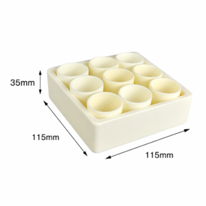 (MQACR168) Alumina Crucible Set, 115 × 115 × 35 mm, 9 Small Crucibles