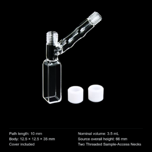 (MQQFL014) Quartz Screw-Top Cuvette, 10 mm path, 3.5 mL nominal capacity, Upright and Angled Openings