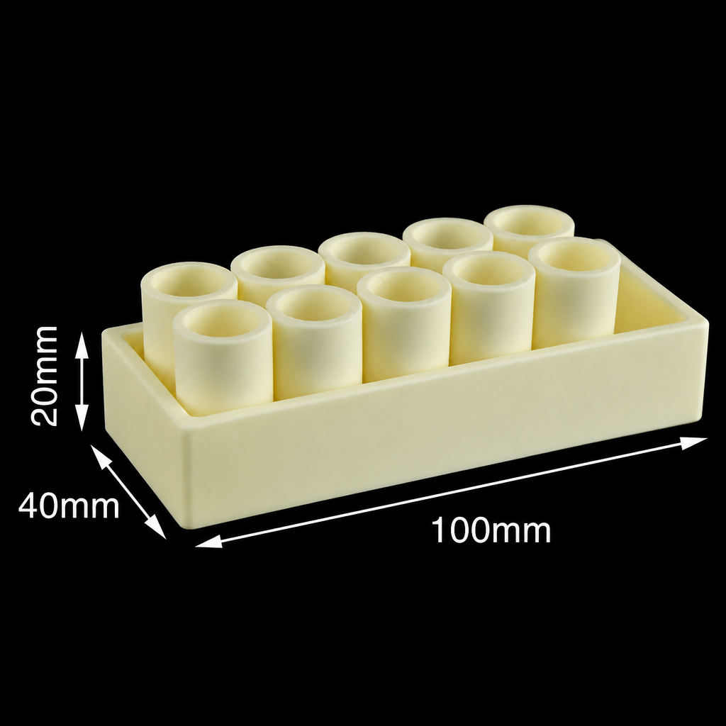 (MQACR156) Alumina Crucible Set, 100 × 40 × 20 mm, 10 Small Crucibles
