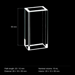 (MQQFC021) Quartz Rectangular Sample Cell, 20/10 mm Dual Path, 10 mL, Open at Both Ends
