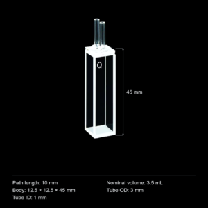 (MQQFL019) Quartz Flow Cell, 10 mm path, 3.5 mL nominal capacity, Upright Twin-Tube Layout