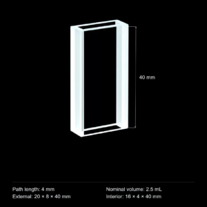 (MQQFC028) Quartz Rectangular Sample Cell, 4 mm Path, 2.5 mL, Open at Both Ends