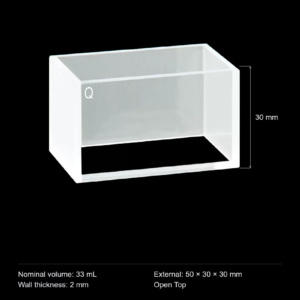 (MQQHC001) Quartz Rectangular Sample Cell, 33 mL nominal capacity, Clear Front and Bottom