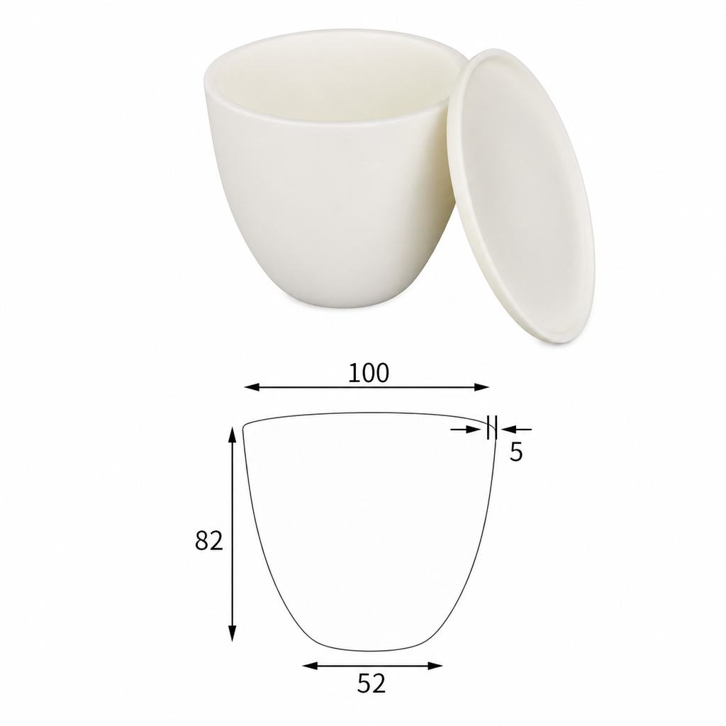 (MQACR076) Thick-walled Arc-shaped Alumina Crucible with Lid, 350 mL, Low Form