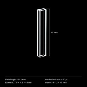 (MQQFC032) Quartz Rectangular Sample Cell, 5/2 mm Dual Path, 450 µL, Open at Both Ends