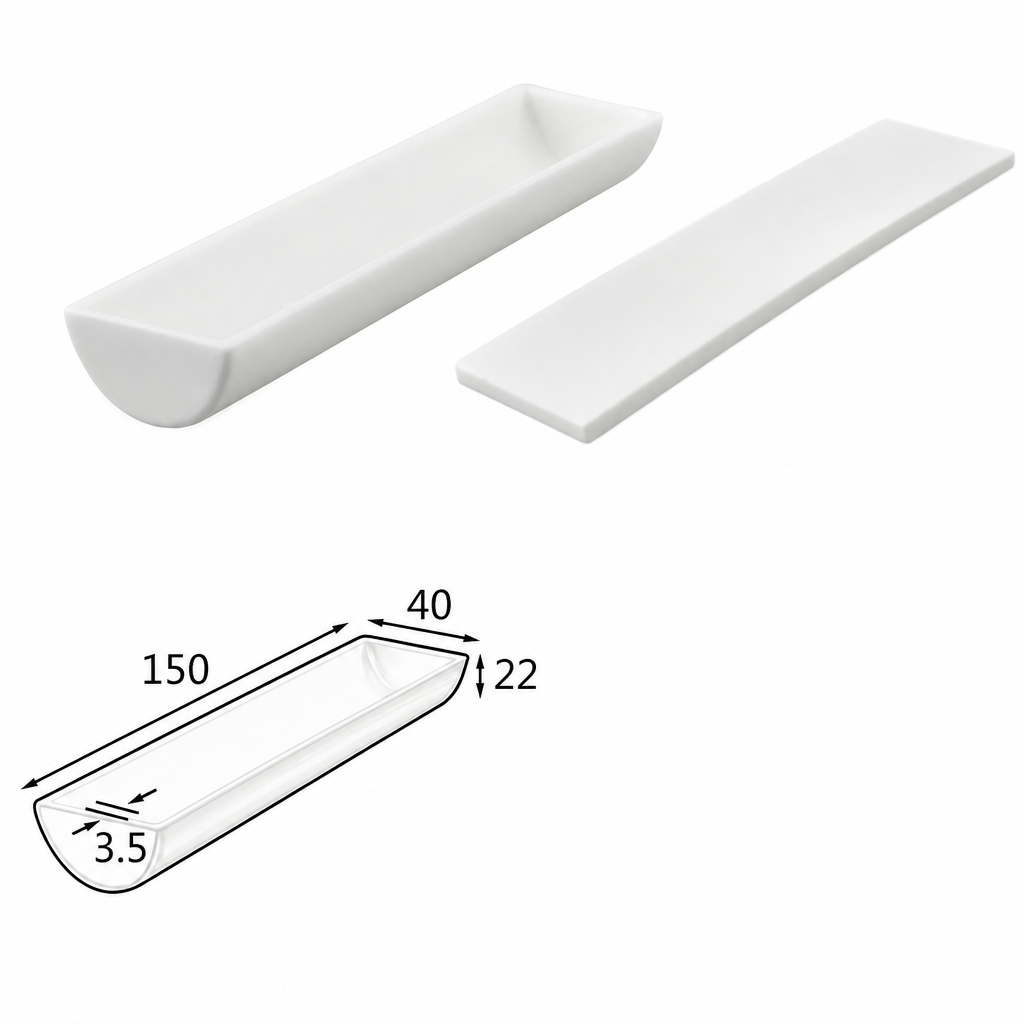 (MQABO316) Semi-cylindrical Alumina Boat with Lid, 150 × 40 × 22 mm, 70 mL