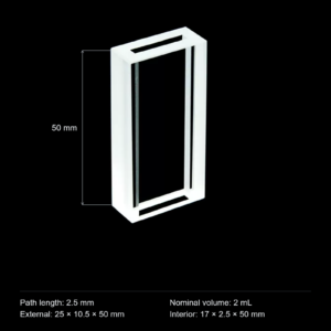 (MQQFC011) Quartz Rectangular Sample Cell, 2.5 mm Path, 2 mL, Open at Both Ends