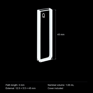 (MQGSC004) Glass Standard Cuvette, 3 mm path, 1.05 mL nominal capacity, Short-Path Glass Cell
