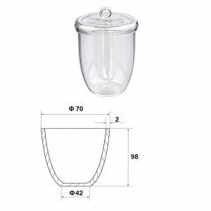 (MQQCR023) Quartz Crucible, 200 mL, 98 mm, 80 g, With Lid, 1 Piece