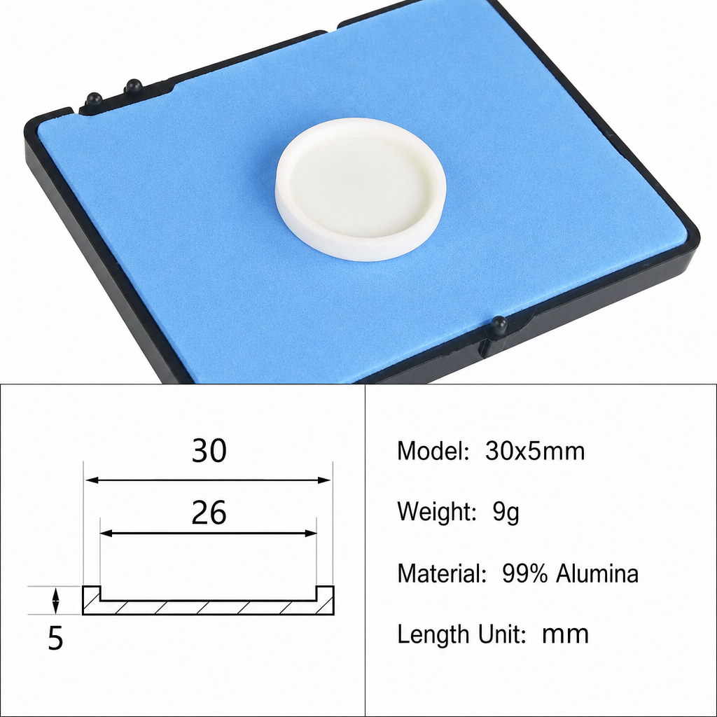 (MQAAC011) Alumina Crucible Lid, Ø30 × 5 mm, External-fitting