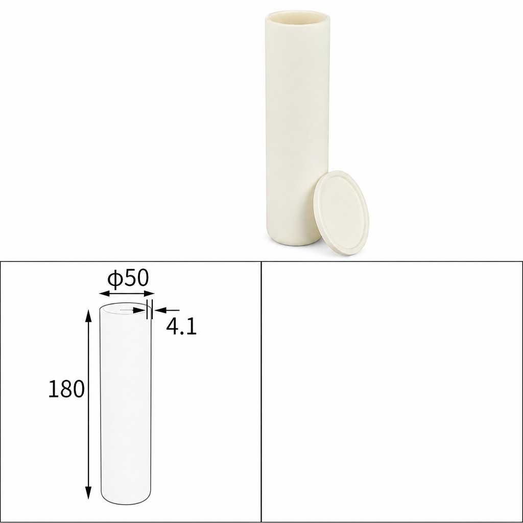 (MQACR291) Cylindrical Alumina Crucible with Lid, Ø50 × 180 mm, 230 mL