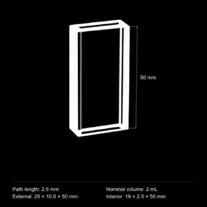 (MQQFC025) Quartz Rectangular Sample Cell, 2.5 mm Path, 2 mL, Open at Both Ends