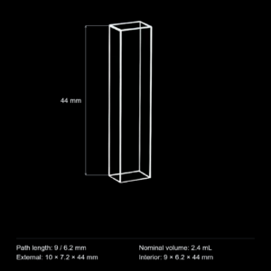 (MQQFC043) Quartz Rectangular Sample Cell, 9/6.2 mm Dual Path, 2.4 mL, Open at Both Ends