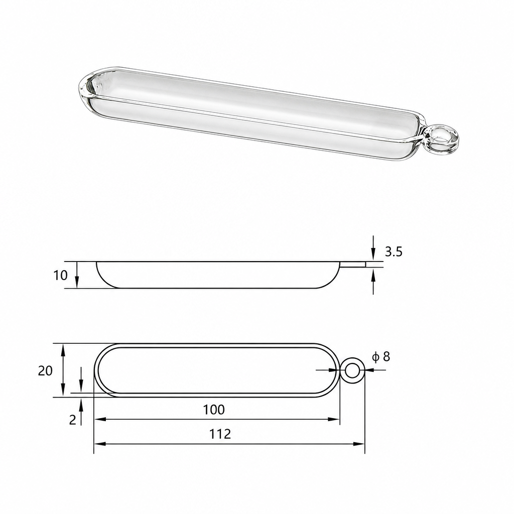 (MQQBO024) Quartz Boat, 100 × 20 × 10 mm, 9.5 mL, 1 Piece
