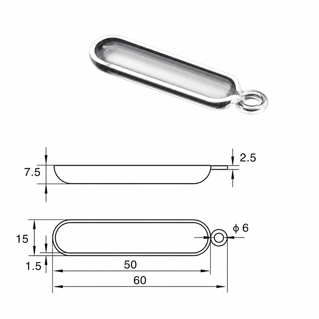 (MQQBO002) Quartz Combustion Boat, 50 × 15 × 7.5 mm, 3 mL, 1 Piece
