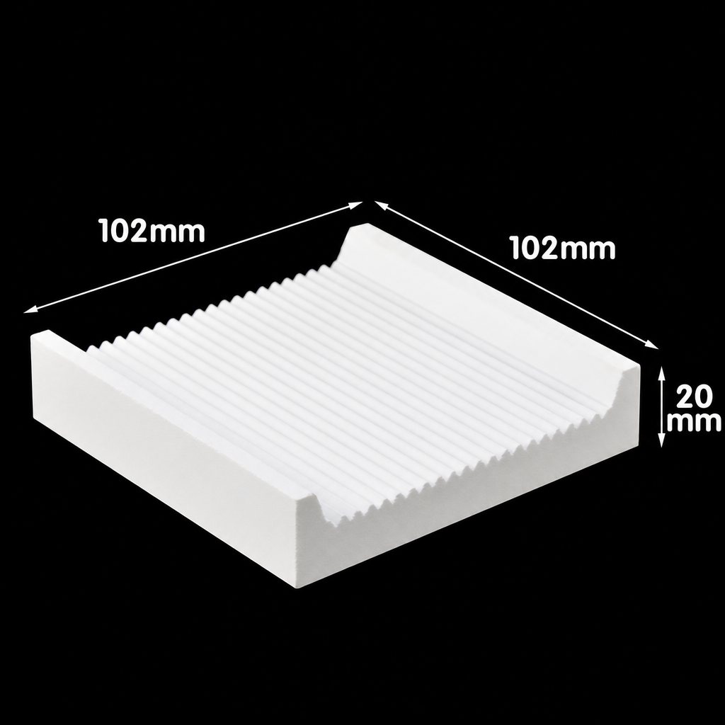 (MQACR018) Grooved Alumina Sagger, 102 × 102 × 20 mm