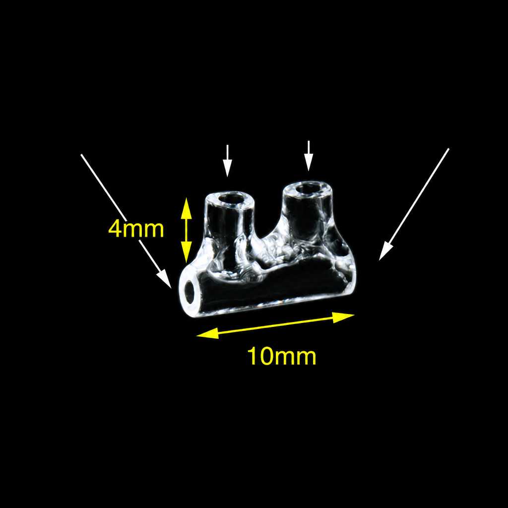 (MQQFT001) Three-Way Quartz Flow Connector, Ø3 mm OD, Ø1 mm ID, 1 Piece