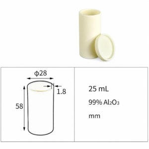 (MQACR305) Cylindrical Alumina Crucible with Lid, Ø28 × 58 mm, 25 mL