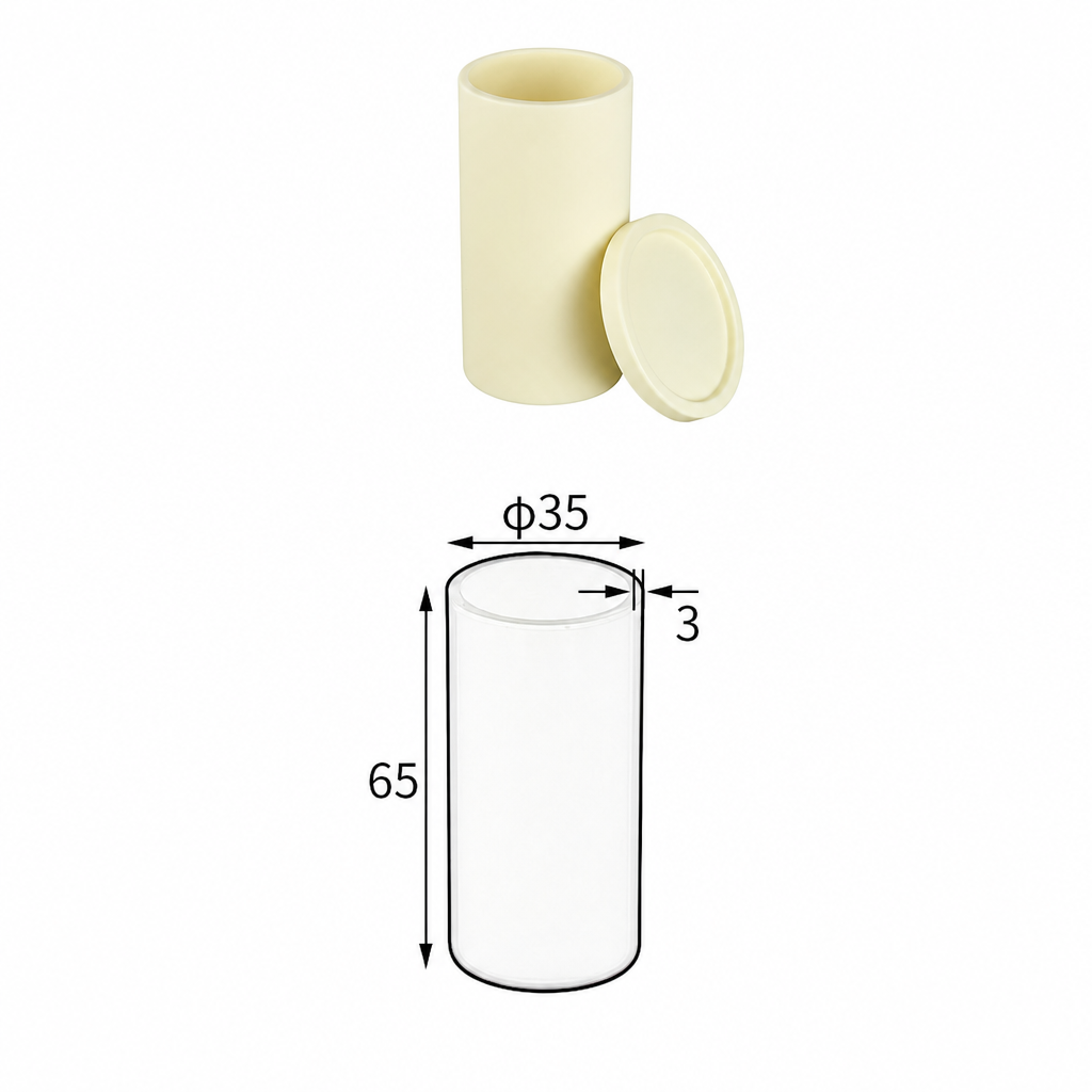 (MQACR328) Cylindrical Alumina Crucible with Lid, Ø35 × 65 mm, 40 mL