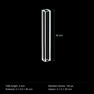 (MQQFC037) Quartz Rectangular Sample Cell, 2 mm Path, 120 µL, Open at Both Ends