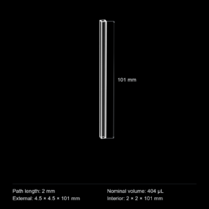 (MQQFC060) Quartz Rectangular Sample Cell, 2 mm Path, 404 µL, Open at Both Ends