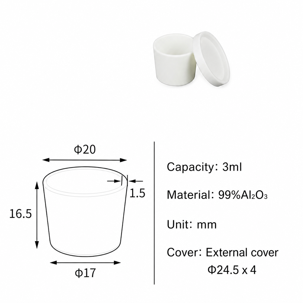 (MQACR066) Arc-shaped Alumina Crucible with Lid, 3 mL